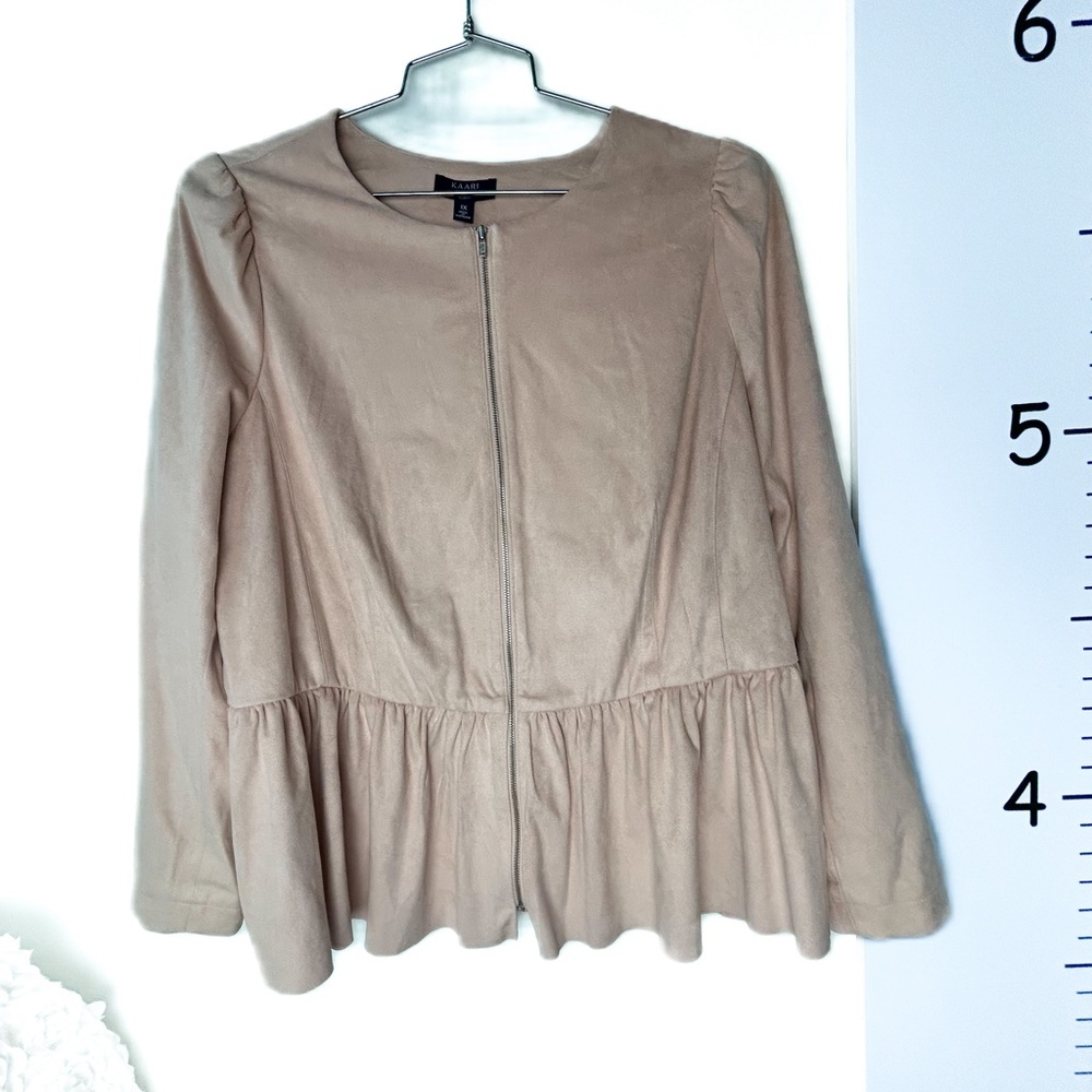 Kaari Blue Curvy‎ Pink Full Zip Up Cardigan Jacket 1X NWT